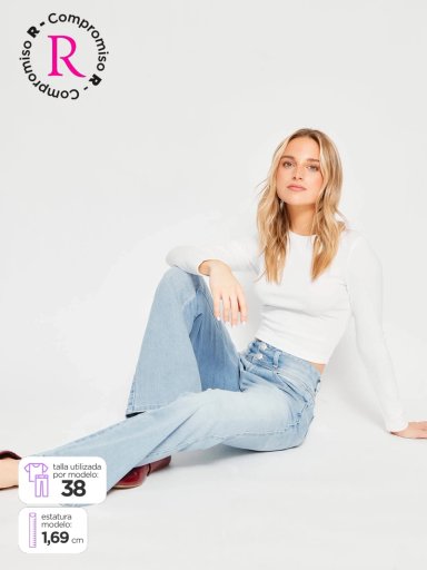 JEANS MUJER INDEX ALGODÓN FLARE PUSH UP TIRO ALTO - 1