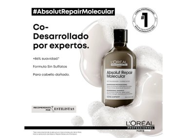 SHAMPOO L'ORÉAL PROFESSIONNEL SIN SULFATOS REPARACIÓN MOLECULAR PROFUNDA CABELLO DAÑADO ABSOLUT 300 ML - 6