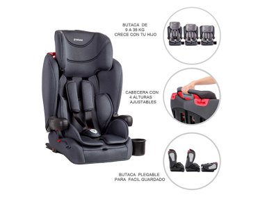 SILLA DE AUTO BUTACA INFANTIL SMARTFIX ISOFIX PLEGABLE NEGRO - 10