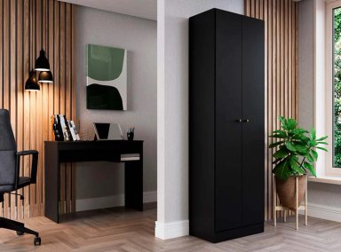 ESTANTE BE DESIGN PRANA MULTIUSO 5 REPISAS NEGRO MDP 2 PUERTAS - 3