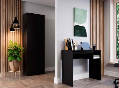 ESTANTE BE DESIGN PRANA MULTIUSO 5 REPISAS NEGRO MDP 2 PUERTAS - 4