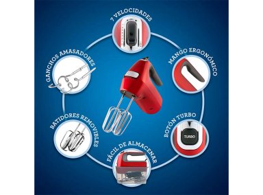 BATIDORA DE MANO OSTER FPSTHM360R-052 7 VELOCIDADES + FUNCIÓN TURBO - 5