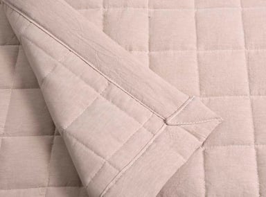 CUBRECAMA QUILT FABRICS 2 PLAZAS ALGODÓN BEIGE LISO OXFORD - 3