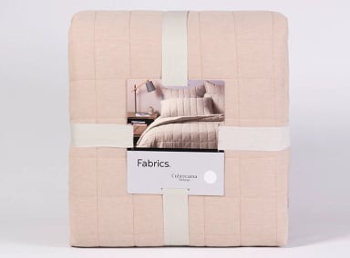CUBRECAMA QUILT FABRICS 2 PLAZAS ALGODÓN BEIGE LISO OXFORD - 4