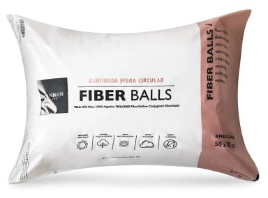 SET 2 ALMOHADAS CANNON FIBER BALL 90 X 50 CM ALGODÓN BLANCO - 1