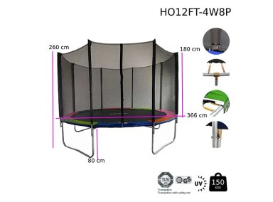 CAMA ELASTICA KIDSCOOL RAINBOW CON ESCALERA 365CM - 2