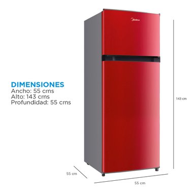 REFRIGERADOR TOP FREEZER MIDEA MDRT294FGE13 207L FRÍO DIRECTO ROJO - 3