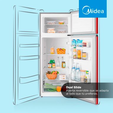 REFRIGERADOR TOP FREEZER MIDEA MDRT294FGE13 207L FRÍO DIRECTO ROJO - 5