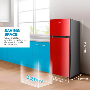 REFRIGERADOR TOP FREEZER MIDEA MDRT294FGE13 207L FRÍO DIRECTO ROJO - 6