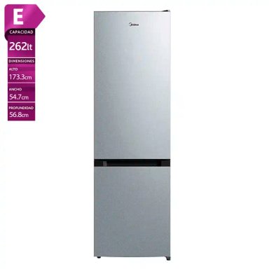 REFRIGERADOR BOTTOM FREEZER MIDEA MDRB369FGE50 262L FRIO DIRECTO PLATA - 1