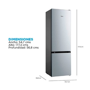 REFRIGERADOR BOTTOM FREEZER MIDEA MDRB369FGE50 262L FRIO DIRECTO PLATA - 3