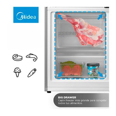 REFRIGERADOR BOTTOM FREEZER MIDEA MDRB369FGE50 262L FRIO DIRECTO PLATA - 5