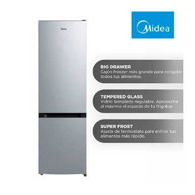 REFRIGERADOR BOTTOM FREEZER MIDEA MDRB369FGE50 262L FRIO DIRECTO PLATA - 8