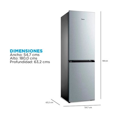 REFRIGERADOR BOTTOM FREEZER MIDEA BTM MDRB379FGF50 NO FROST 273L GRIS - 3