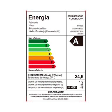 REFRIGERADOR BOTTOM FREEZER MIDEA BTM MDRB379FGF50 NO FROST 273L GRIS - 9
