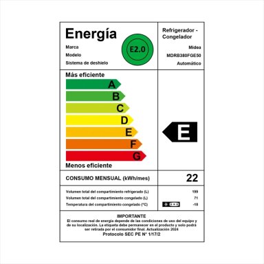 REFRIGERADOR BOTTOM FREEZER MIDEA MDRB380FGE50 270L NO FROST GRIS - 9