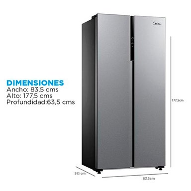 REFRIGERADOR SIDE BY SIDE MIDEA MDRS619FGE50 460L NO FROST GRIS - 3