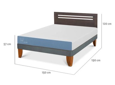 JUEGO DE DORMITORIO CIC CAMA EUROPEA MUNICH EXCELLENCE BN 2 PLAZAS + RESPALDO GRIS - 3