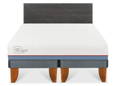 JUEGO DE DORMITORIO CIC CAMA EUROPEA VILLARRICA EXCELLENCE PLUS BD 2 PLAZAS + RESPALDO GRIS - 1