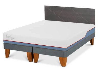 JUEGO DE DORMITORIO CIC CAMA EUROPEA VILLARRICA EXCELLENCE PLUS BD 2 PLAZAS + RESPALDO GRIS - 2