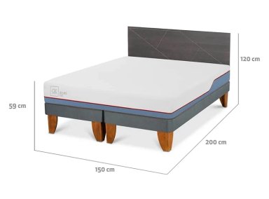 JUEGO DE DORMITORIO CIC CAMA EUROPEA VILLARRICA EXCELLENCE PLUS BD 2 PLAZAS + RESPALDO GRIS - 3