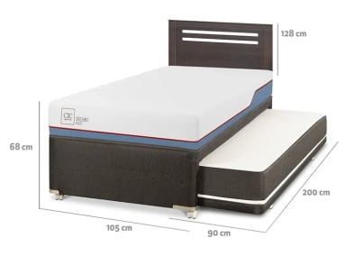 JUEGO DE DORMITORIO CIC CAMA DIVAN EXCELLENCE PLUS 1.5 PLAZAS NEGRO + RESPALDO MUNICH GRIS - 2