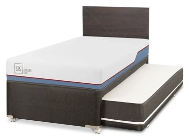 JUEGO DE DORMITORIO CIC CAMA DIVAN EXCELLENCE PLUS 1.5 PLAZAS NEGRO + RESPALDO VILLARRICA GRIS - 2