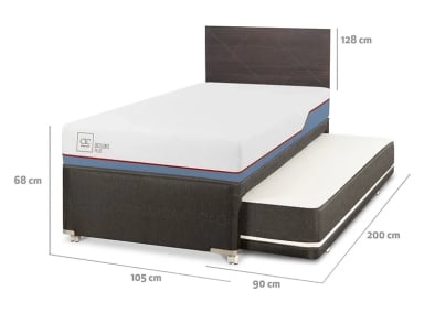 JUEGO DE DORMITORIO CIC CAMA DIVAN EXCELLENCE PLUS 1.5 PLAZAS NEGRO + RESPALDO VILLARRICA GRIS - 3