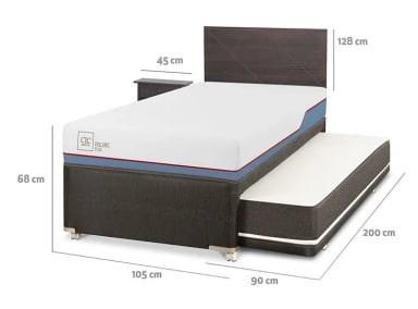 JUEGO DE DORMITORIO CIC CAMA DIVAN EXCELLENCE PLUS 1.5 PLAZAS NEGRO + SET VILLARRICA GRIS - 3