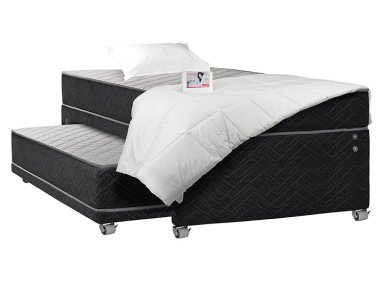 SET CAMA NIDO CELTA APOLO 1.5 PLAZAS GRIS + TEXTIL - 1