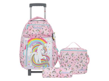 PACK MOCHILA CON RUEDAS XTREM NEW RUN ROSADO - 1