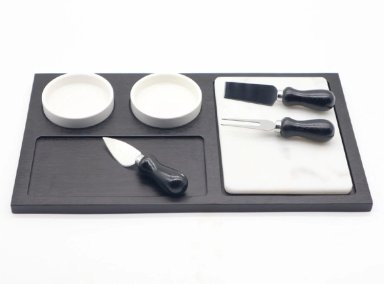 SET COCTEL RIPLEY HOME MARMOL APERITIVO CUBIERTOS BAMBÚ NEGRO 7 PIEZAS - 1