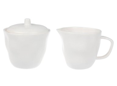 SET MAISON LINETT ART IRREGULAR AZUCARERO + CREMERO BLANCO PORCELANA - 1