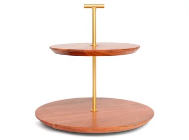 PLATO MULTINIVEL MAISON LINETT 2 PISOS DORADO MADERA - 1