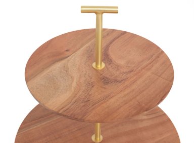 PLATO MULTINIVEL MAISON LINETT 2 PISOS DORADO MADERA - 2