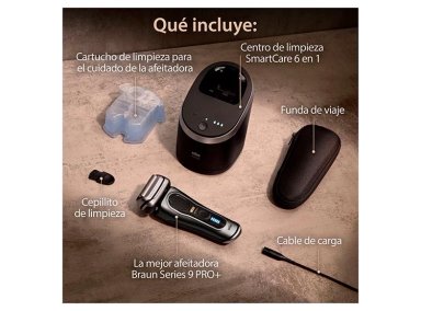 AFEITADORA BRAUN ELÉCTRICA SERIES 9 PRO+ 9565CC + CENTRO DE LIMPIEZA 6 EN 1 - 6