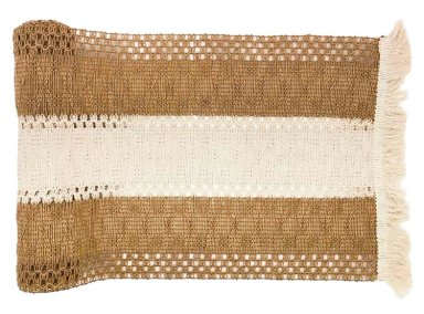 CAMINO DE MESA MAISON LINETT FLECOS CROCHET BLANCO BEIGE - 1