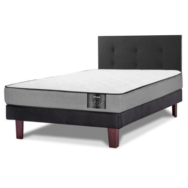JUEGO DE DORMITORIO FLEX CAMA EUROPEA STAR 1.5 PLAZAS + RESPALDO ROYAL NEGRO - 2