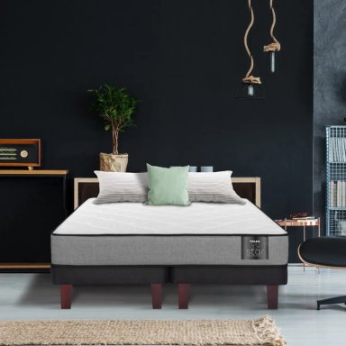 JUEGO DE DORMITORIO FLEX CAMA EUROPEA STAR 1.5 PLAZAS + RESPALDO ROYAL NEGRO - 5