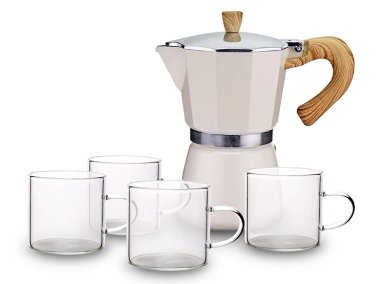 COMBO CAFETERA ITALIANA RIPLEY HOME + 4 TAZAS VIDRIO - 2