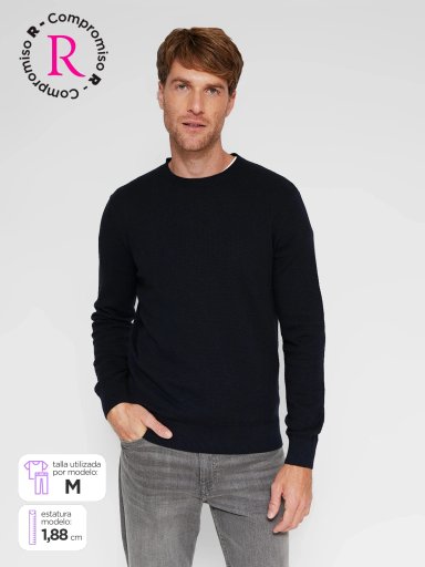 SWEATER HOMBRE CACHAREL ALGODÓN CUELLO REDONDO - 1