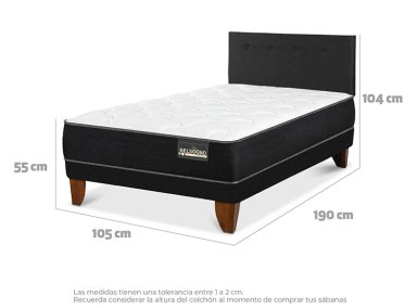 JUEGO DE DORMITORIO BELSOGNO CAMA EUROPEA PLUS 1.5 PLAZAS NEGRO + RESPALDO BLACK - 3
