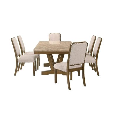 JUEGO DE COMEDOR RIPLEY HOME HAGEN MARMOL GENUINO 6 SILLAS - 1