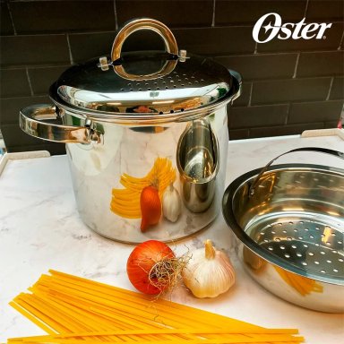 OLLA PARA PASTA OSTER SANGERFIELD 4.7 LITROS C/ COLADOR Y VAPORERA ACERO INOXIDABLE - 1