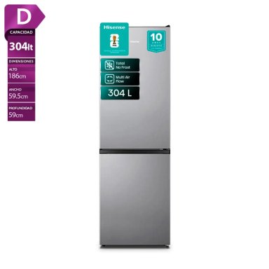 REFRIGERADOR BOTTOM FREEZER HISENSE RD-39WC 300L NO FROST PLATA - 1