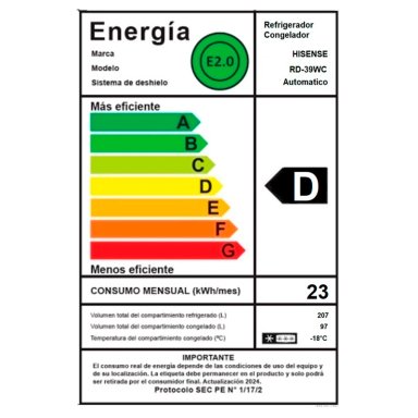 REFRIGERADOR BOTTOM FREEZER HISENSE RD-39WC 300L NO FROST PLATA - 14