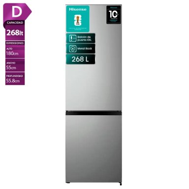 REFRIGERADOR BOTTOM FREEZER HISENSE RB341NL 262L FRIO DIRECTO PLATA - 1