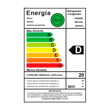 REFRIGERADOR BOTTOM FREEZER HISENSE RB341NL 262L FRIO DIRECTO PLATA - 11