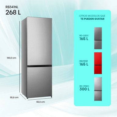 REFRIGERADOR BOTTOM FREEZER HISENSE RB341NL 262L FRIO DIRECTO PLATA - 3
