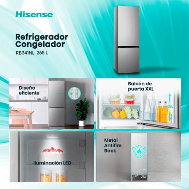 REFRIGERADOR BOTTOM FREEZER HISENSE RB341NL 262L FRIO DIRECTO PLATA - 4